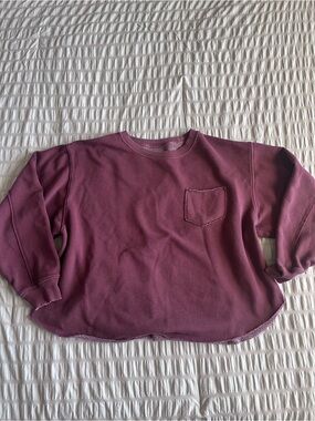 Aerie Mauve Raw Hem Front Pocket Pullover Sweater (L)